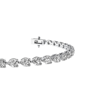 Four Prongs Pear Diamond Tennis Bracelet in Platinum - Pear Cut Lab Diamond Platinum Ring