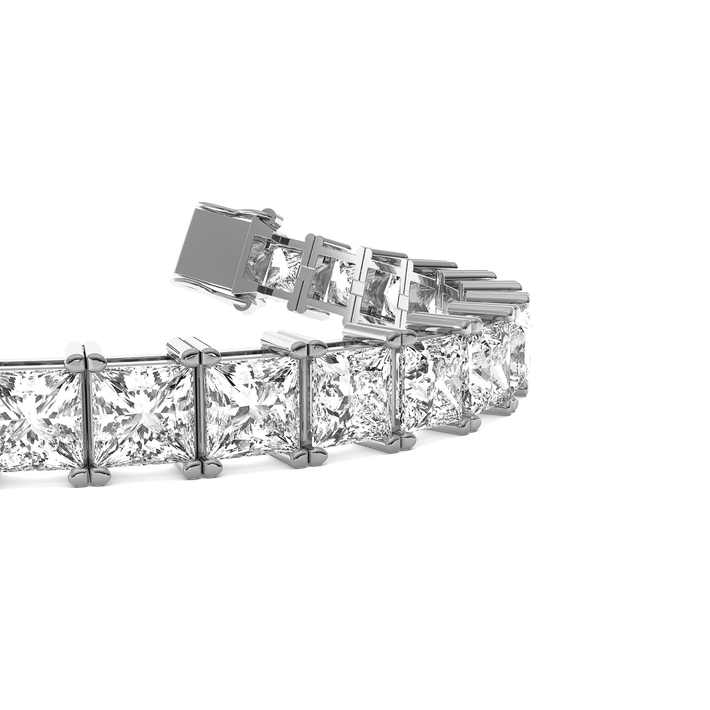 Princess Cut Lab Grown Diamond Tennis Bracelet in White Gold