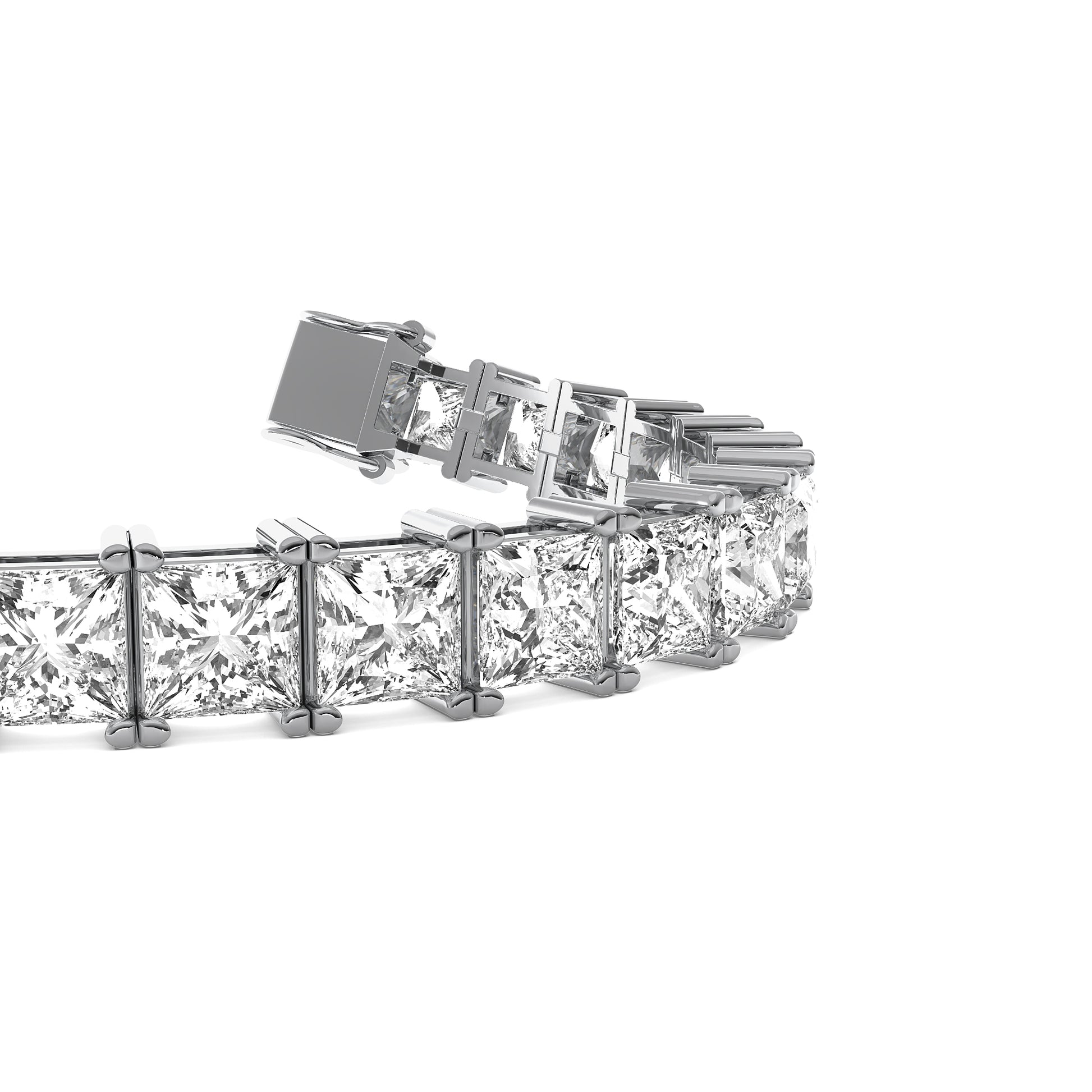 Princess Cut Lab Grown Diamond Tennis Bracelet in White Gold