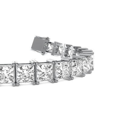 Princess Cut Lab Grown Diamond Tennis Bracelet in Silver