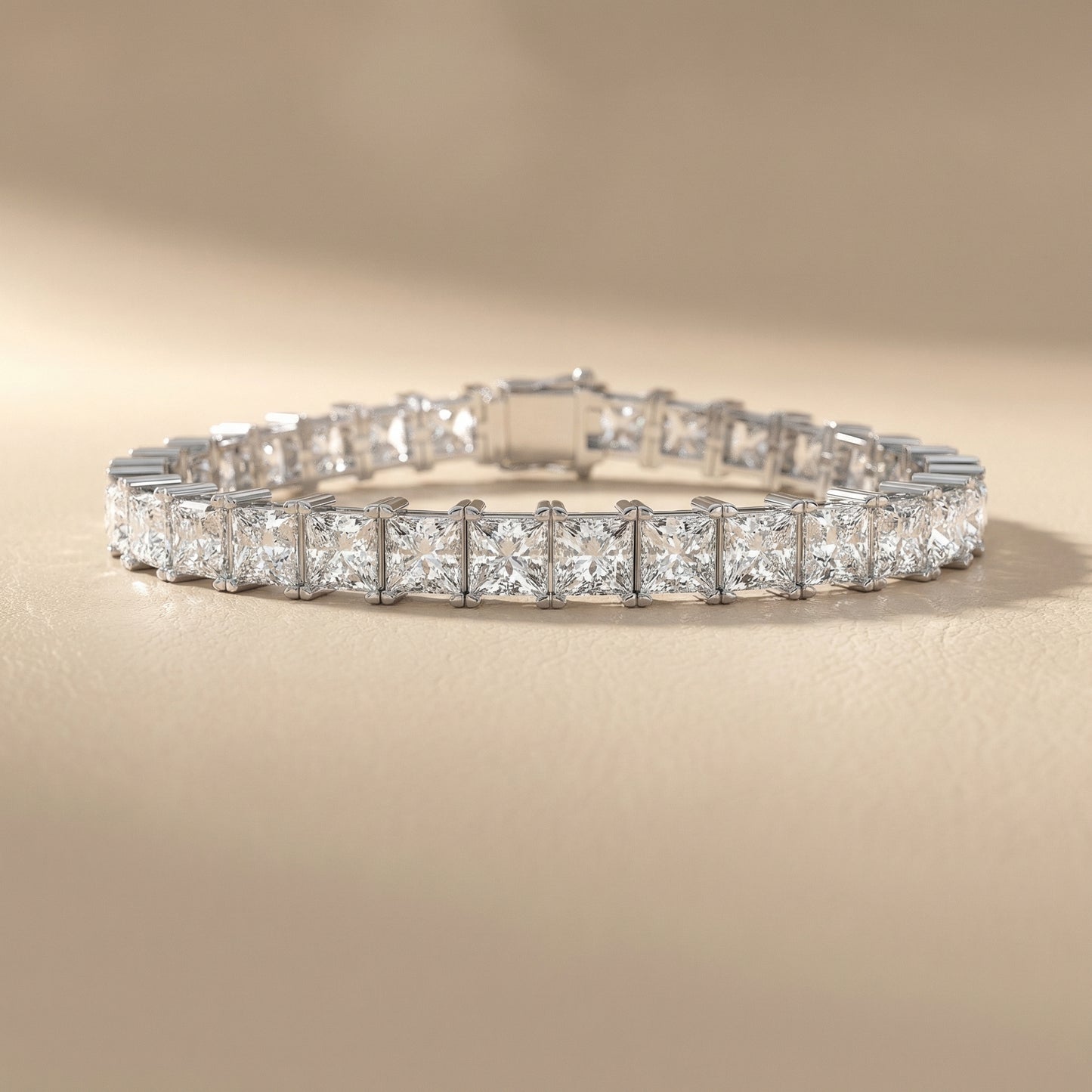 Princess Cut Lab Grown Diamond Tennis Bracelet in White Gold