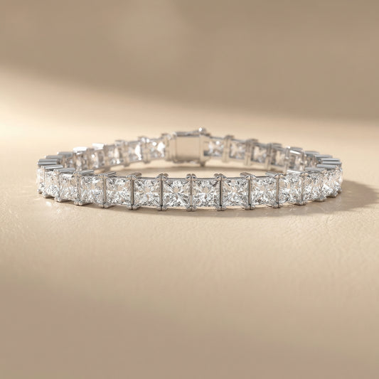 Princess Cut Lab Grown Diamond Tennis Bracelet in White Gold