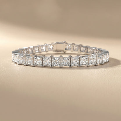 Princess Cut Lab Grown Diamond Tennis Bracelet in Silver