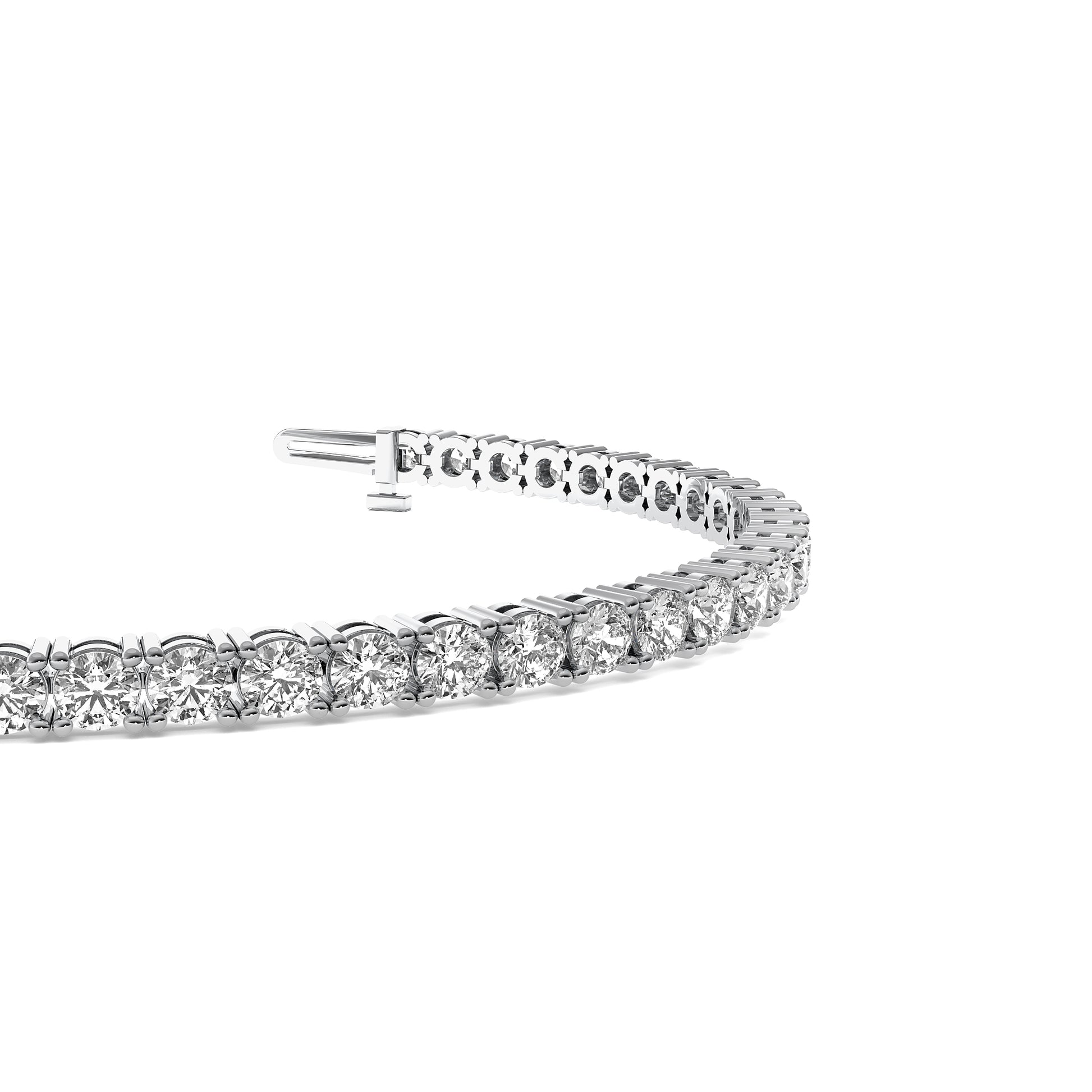 Round Cut Lab Grown Diamond Tennis Bracelet in Silver