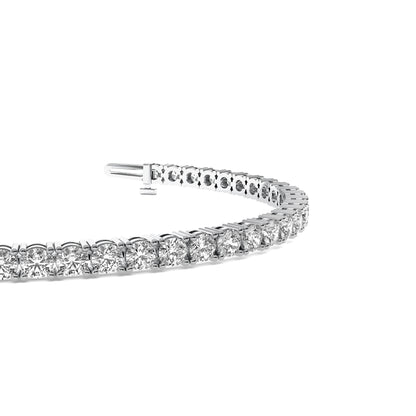Round Cut Lab Grown Diamond Tennis Bracelet in Silver