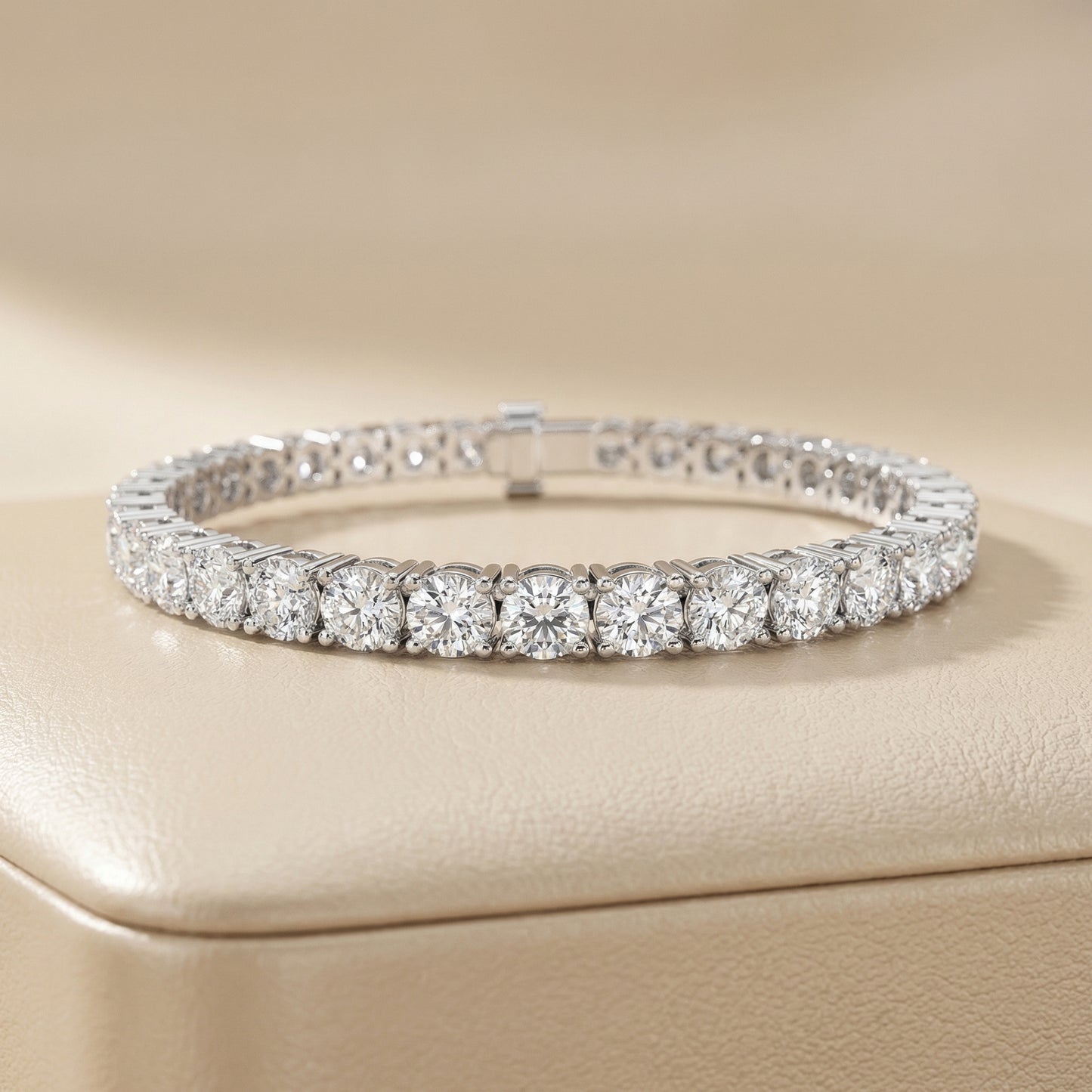 Round Cut Lab Grown Diamond Tennis Bracelet in Silver