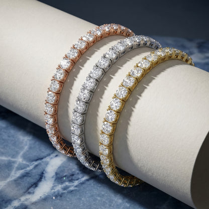 Cushion Cut Lab Grown Diamond Tennis Bracelet in Yellow Gold