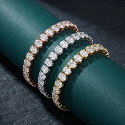 Oval Cut Lab Grown Diamond Tennis Bracelet in Yellow Gold