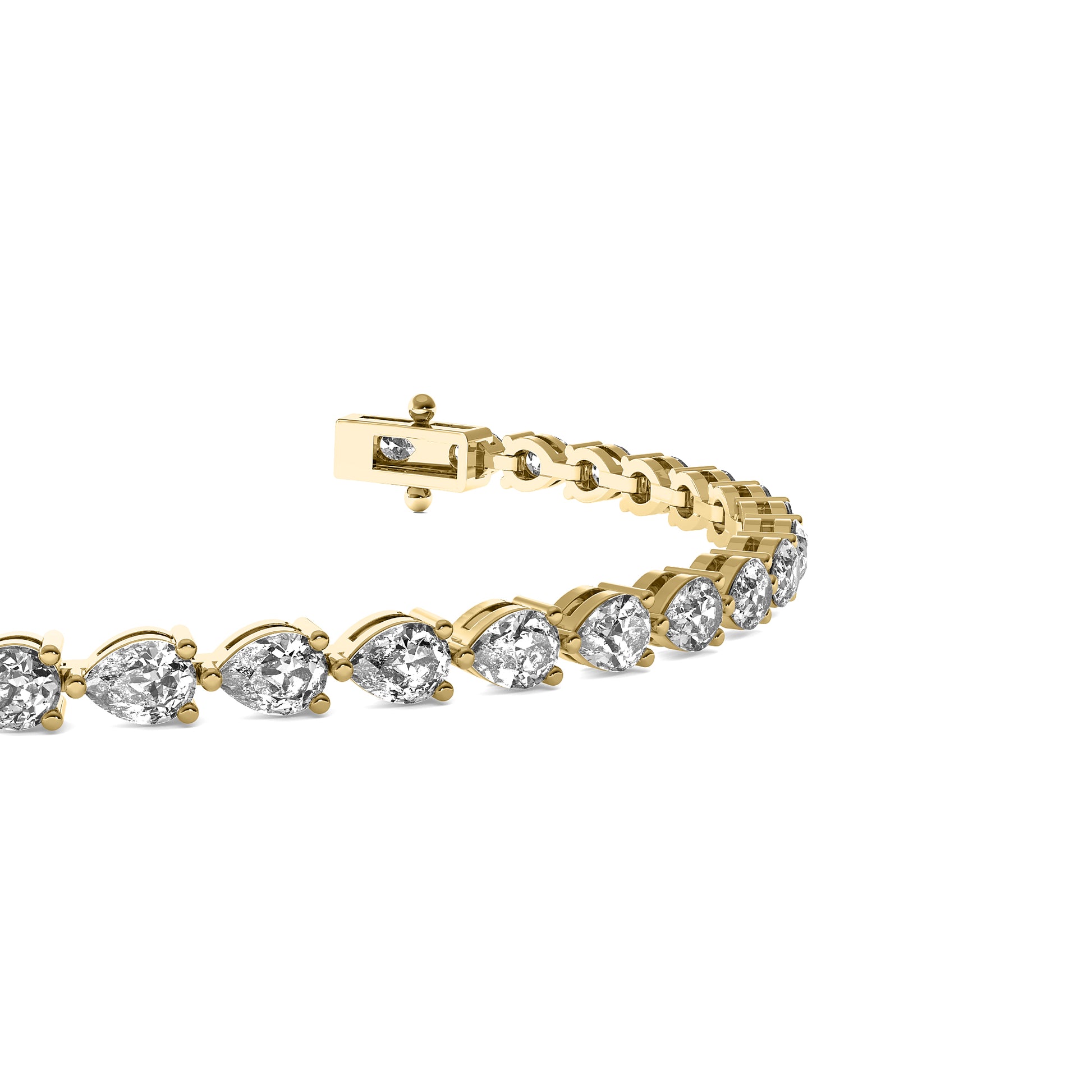 Four Prongs Pear Diamond Tennis Bracelet in Yellow Gold - Pear Cut Lab Diamond Yellow Gold Ring