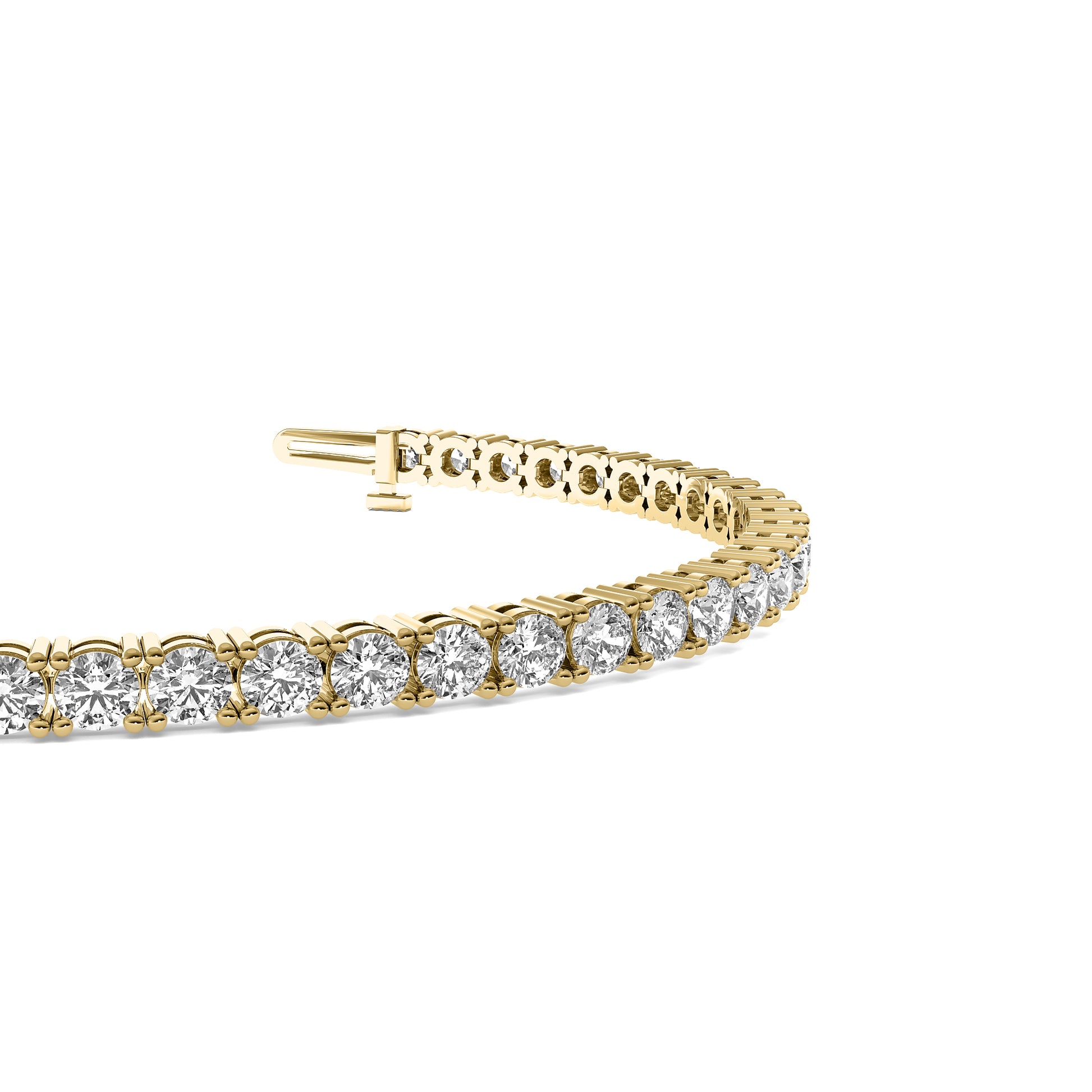 Round Cut Lab Grown Diamond Tennis Bracelet in Yellow Gold