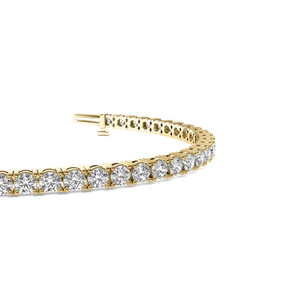 Round Cut Lab Grown Diamond Tennis Bracelet in Yellow Gold