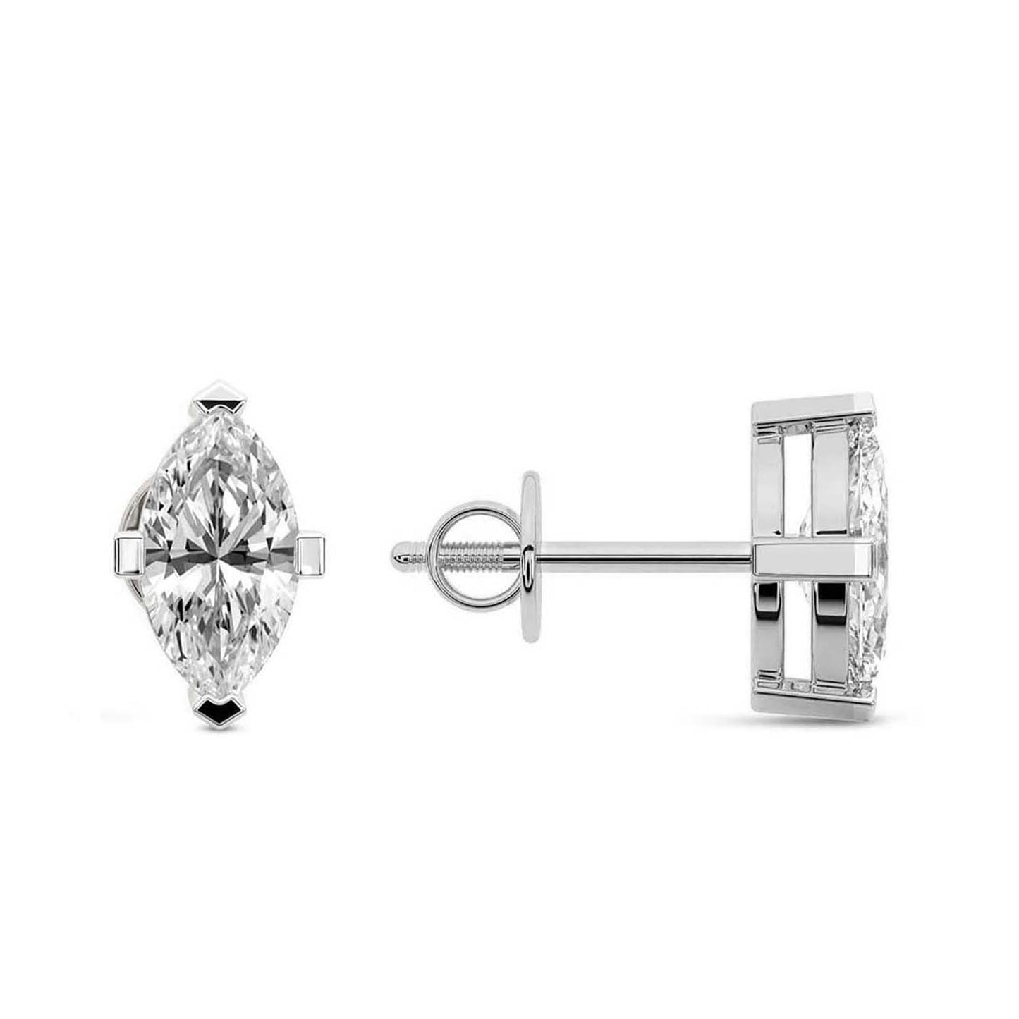 Marquise Cut Lab Grown Diamond Stud Earrings in Platinum