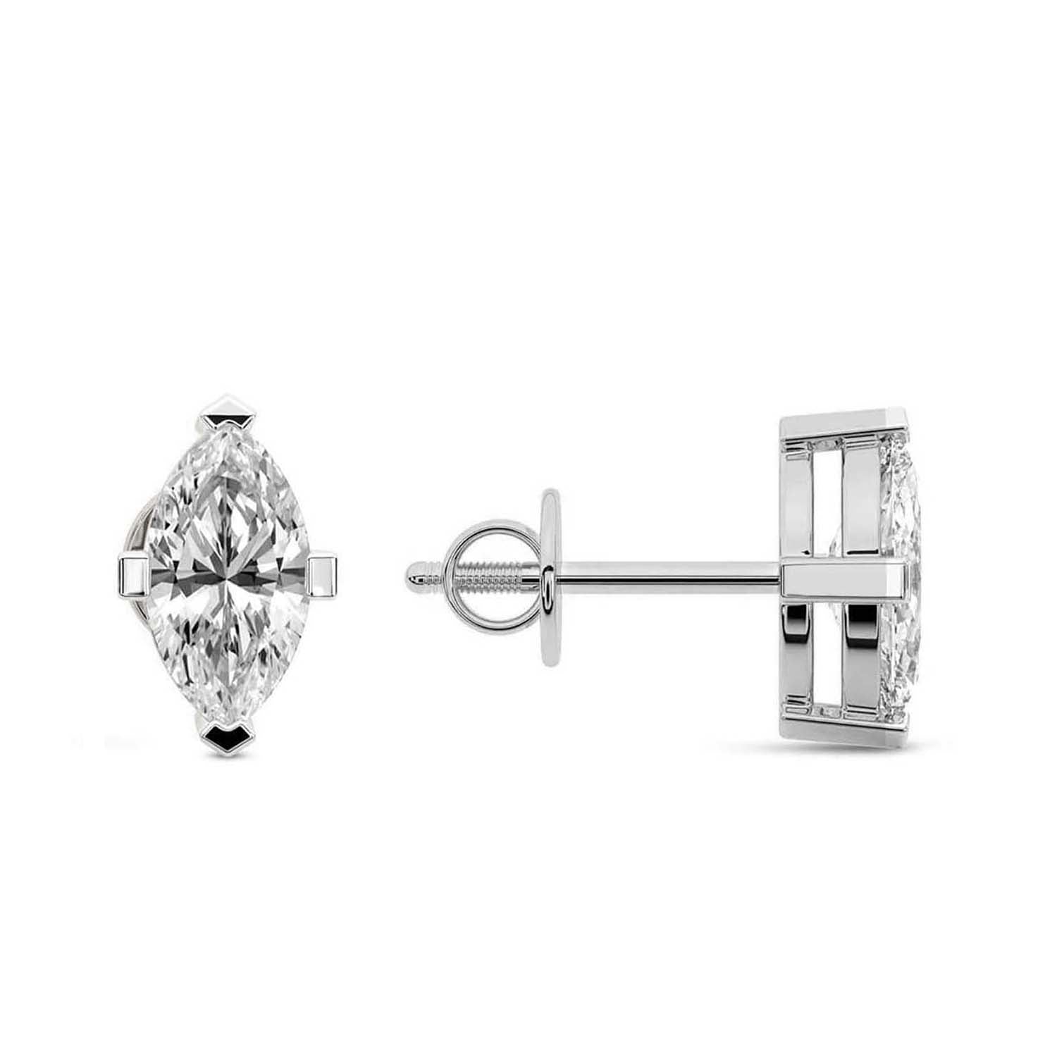 Marquise Cut Lab Grown Diamond Stud Earrings in Platinum
