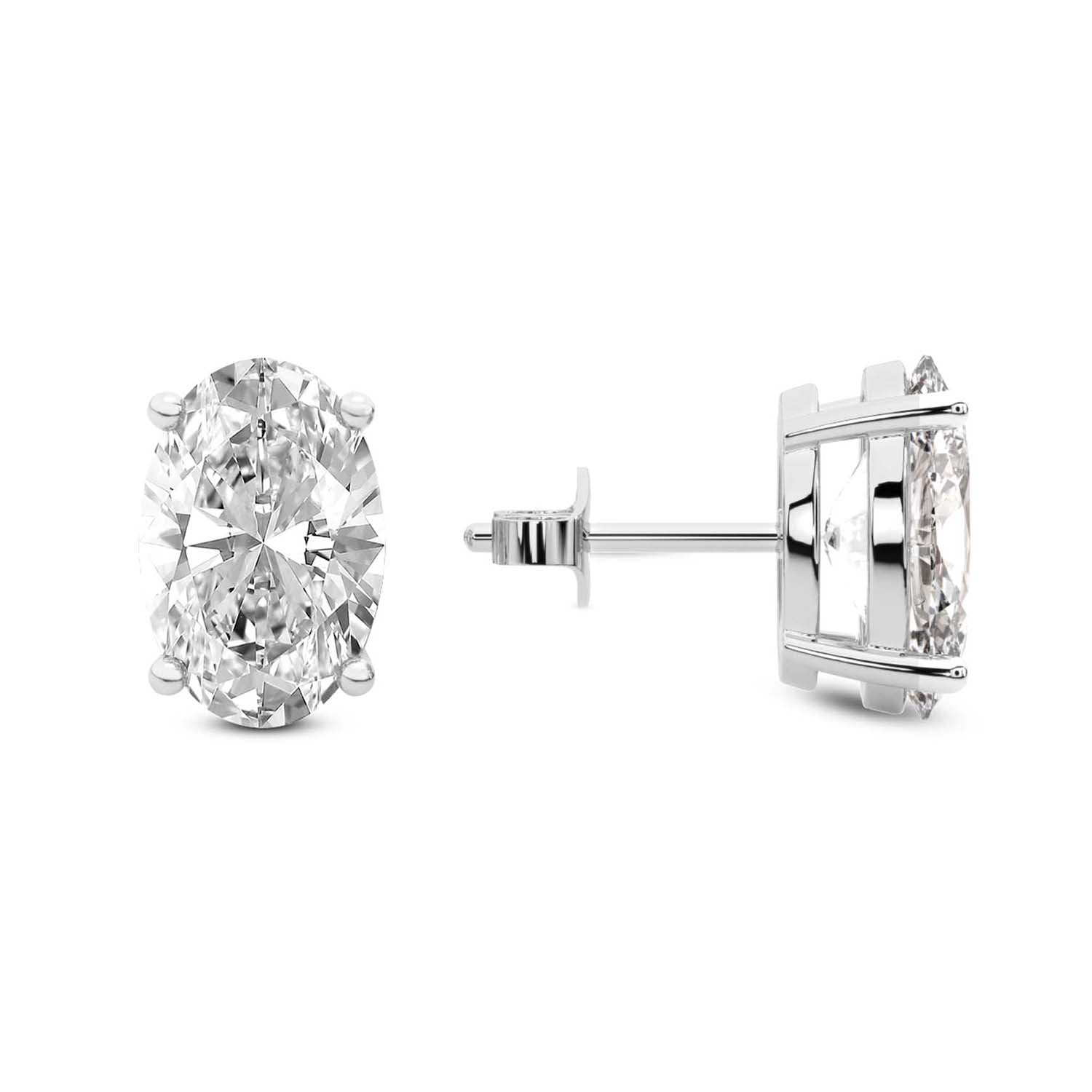 Oval Cut Lab Grown Diamond Stud Earrings in White Gold