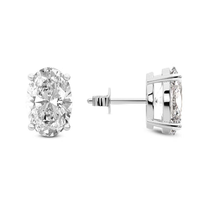 Oval Cut Lab Grown Diamond Stud Earrings in White Gold