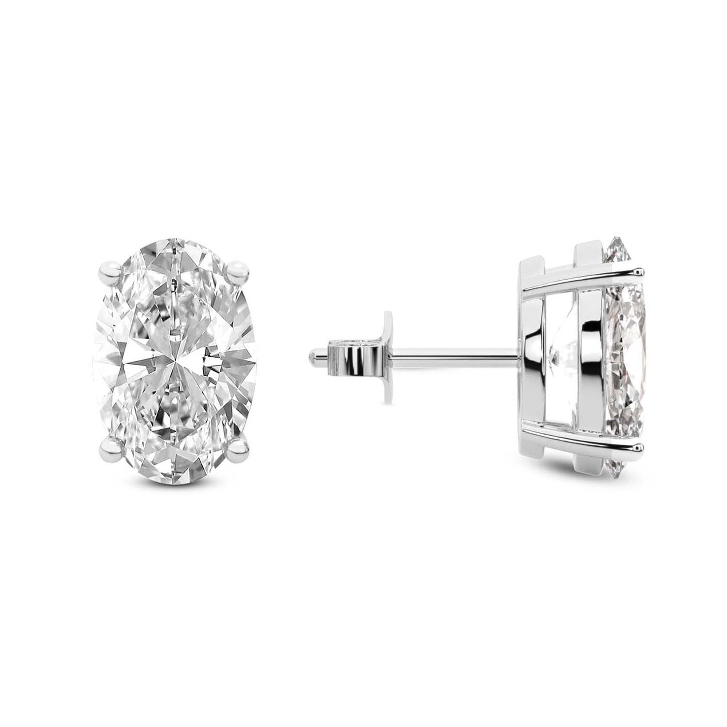 Oval Cut Lab Grown Diamond Stud Earrings in Silver