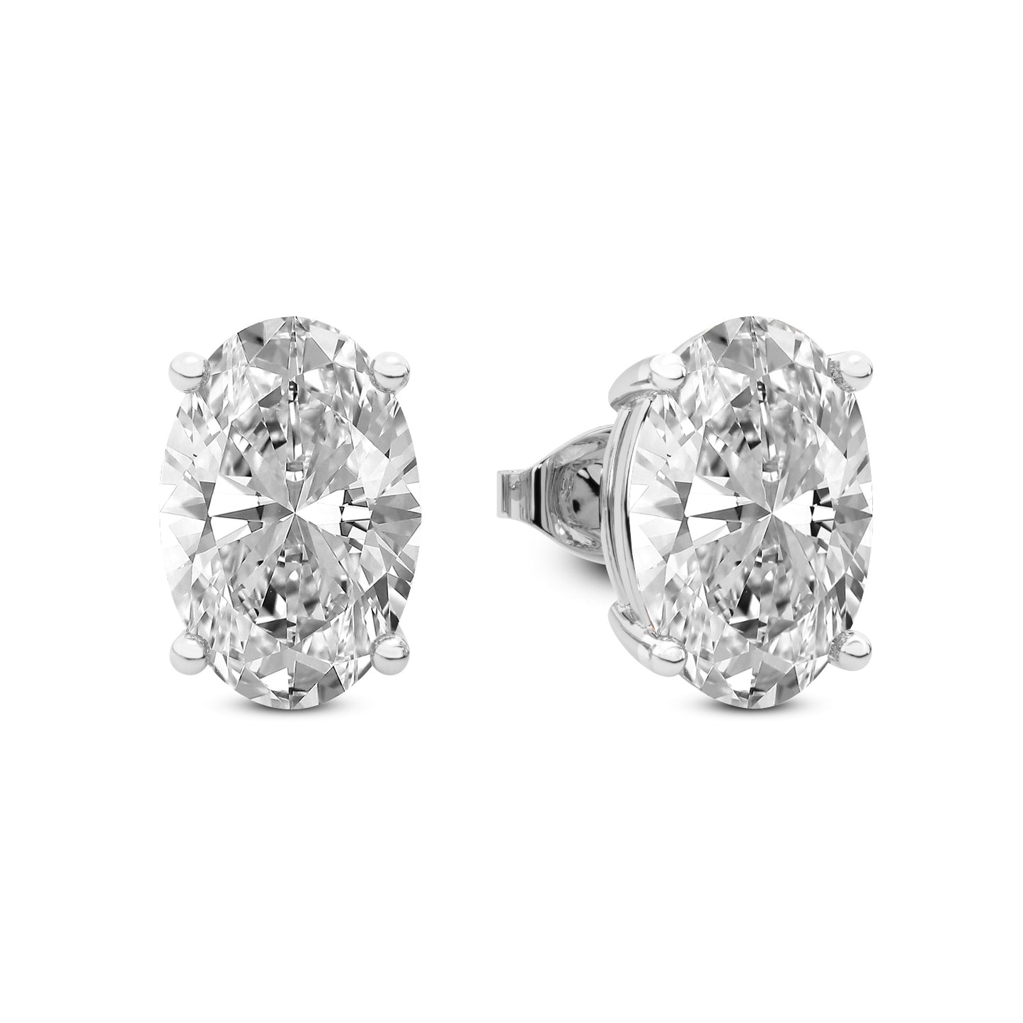 Oval Cut Lab Grown Diamond Stud Earrings in Silver