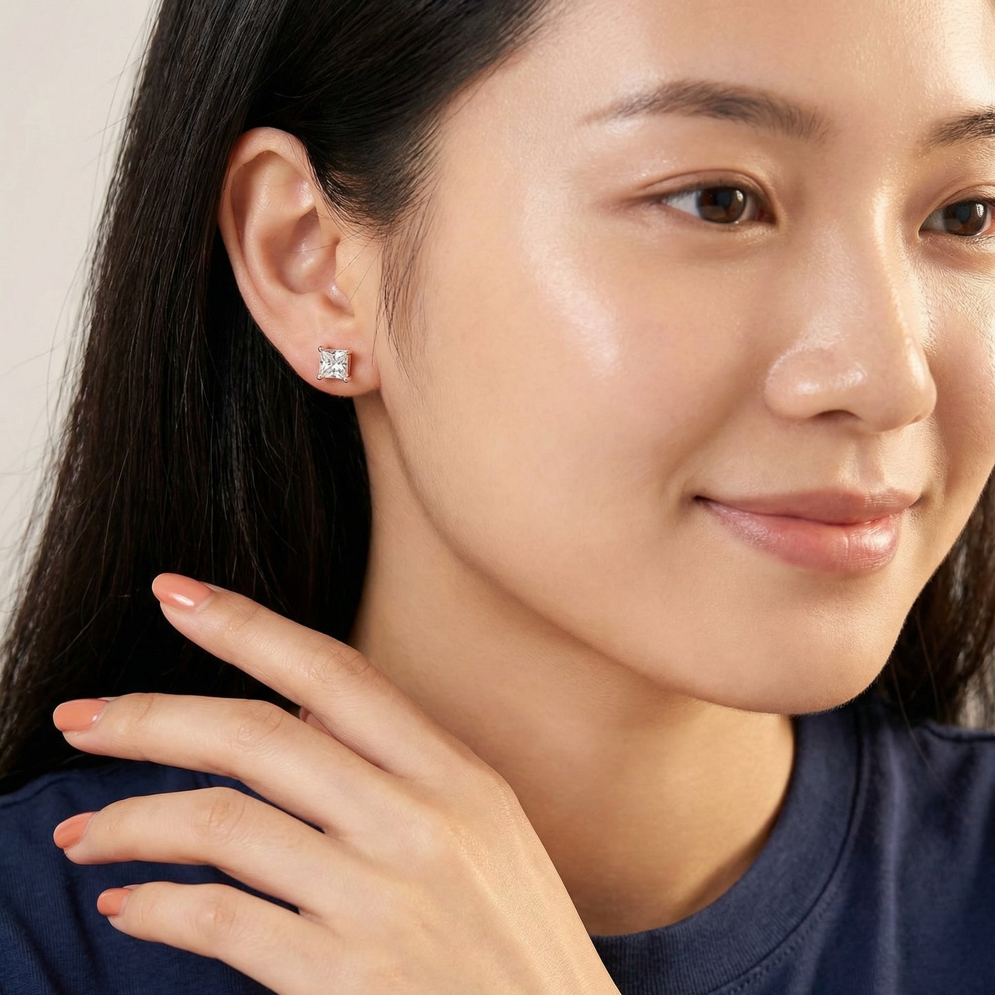 Princess Cut Lab Grown Diamond Stud Earrings in White Gold