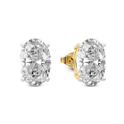 Oval Cut Lab Grown Diamond Stud Earrings in Yellow Gold