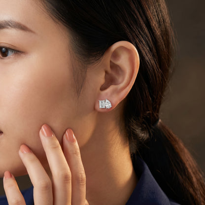 Emerald Pear Cut Lab Grown Diamond Toi Et Moi Earrings in Platinum