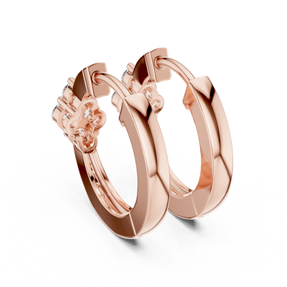 Round Cut Lab Grown Diamond Hoop Earrings in Rose Gold