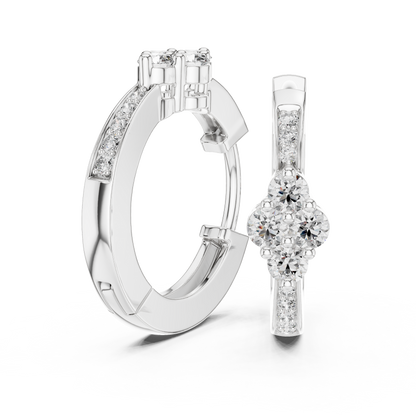 Round Cut Lab Grown Diamond Hoop Earrings in Platinum