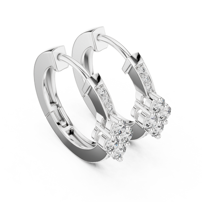 Round Cut Lab Grown Diamond Hoop Earrings in Silver
