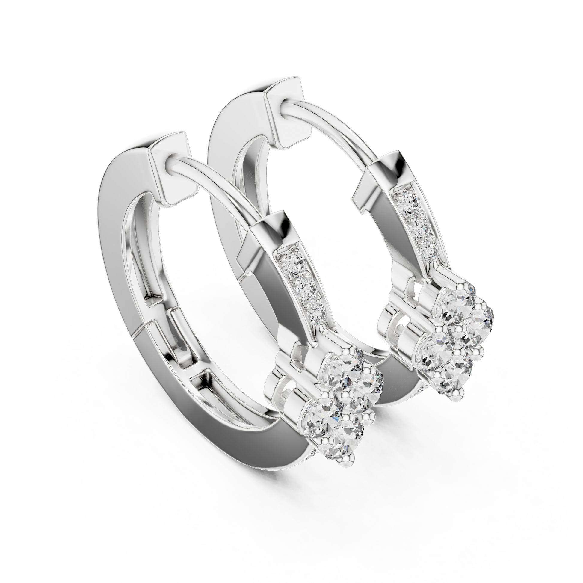 Round Cut Lab Grown Diamond Hoop Earrings in Platinum