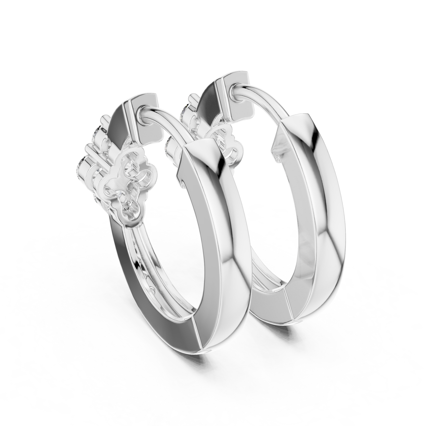 Round Cut Lab Grown Diamond Hoop Earrings in Silver