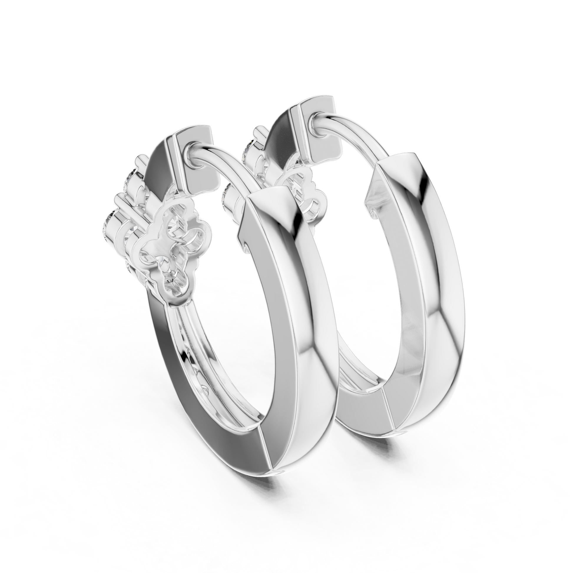 Round Cut Lab Grown Diamond Hoop Earrings in Silver