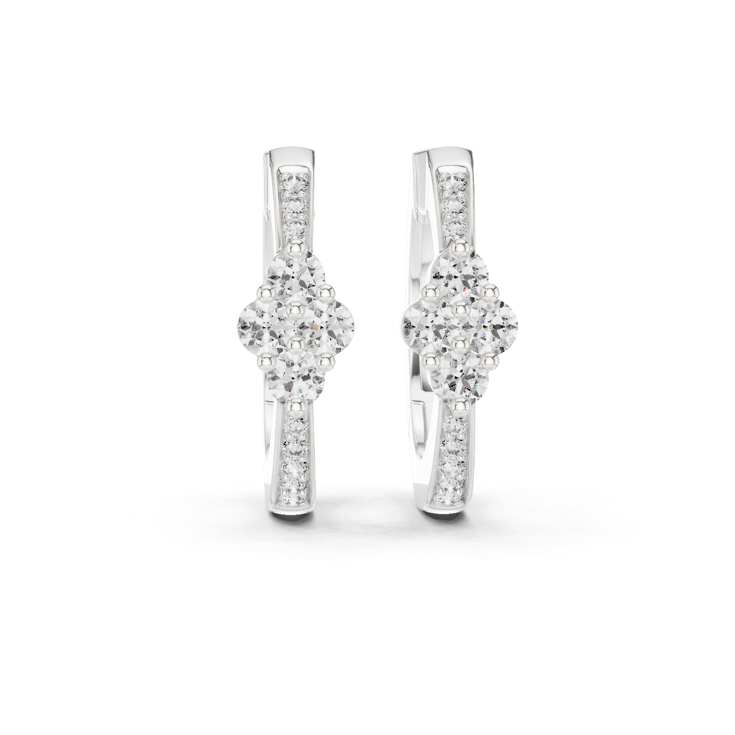 Round Cut Lab Grown Diamond Hoop Earrings in White Gold