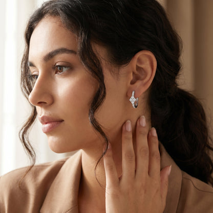 Round Cut Lab Grown Diamond Hoop Earrings in Platinum