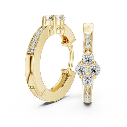 Round Cut Lab Grown Diamond Hoop Earrings in Yellow Gold