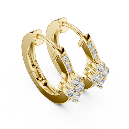 Round Cut Lab Grown Diamond Hoop Earrings in Yellow Gold