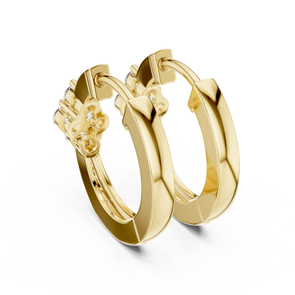 Round Cut Lab Grown Diamond Hoop Earrings in Yellow Gold