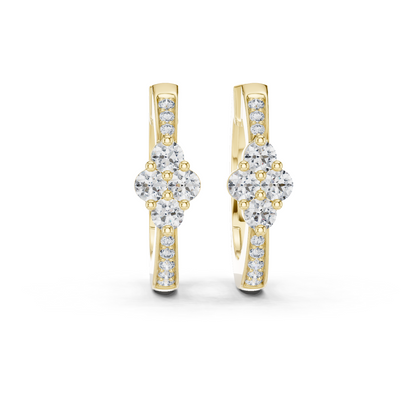 Round Cut Lab Grown Diamond Hoop Earrings in Yellow Gold