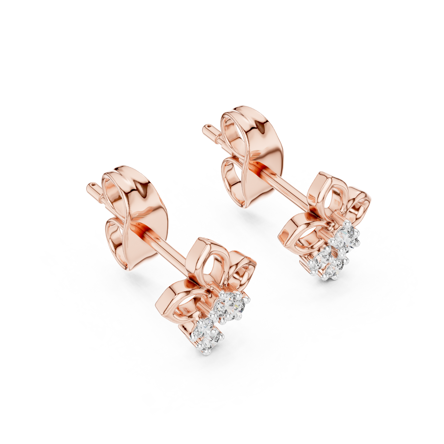 Round Cut Lab Grown Diamond Stud Earrings in Rose Gold