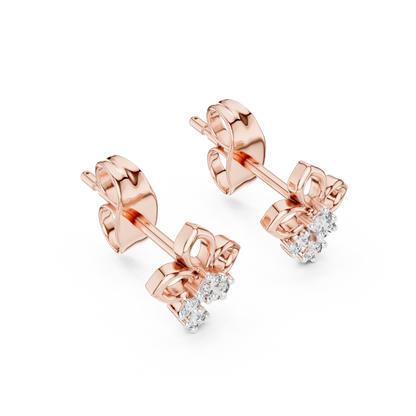 Round Cut Lab Grown Diamond Stud Earrings in Rose Gold