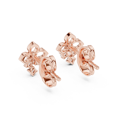 Round Cut Lab Grown Diamond Stud Earrings in Rose Gold