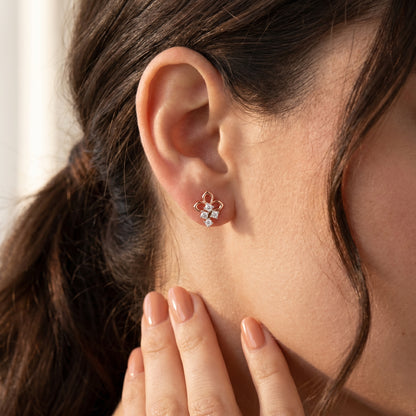 Round Cut Lab Grown Diamond Stud Earrings in Rose Gold