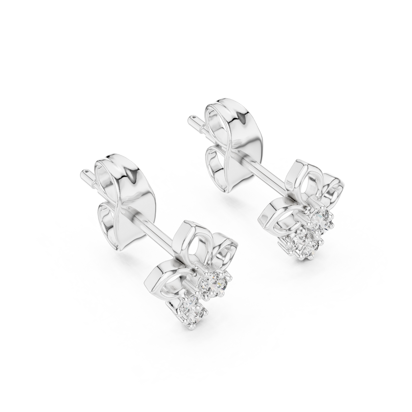 Round Cut Lab Grown Diamond Stud Earrings in White Gold