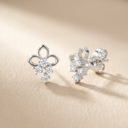 Round Cut Lab Grown Diamond Stud Earrings in White Gold