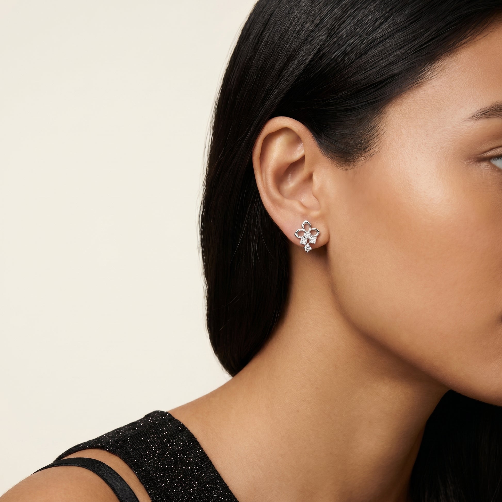 Round Cut Lab Grown Diamond Stud Earrings in Silver