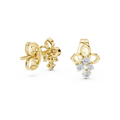 Round Cut Lab Grown Diamond Stud Earrings in Yellow Gold