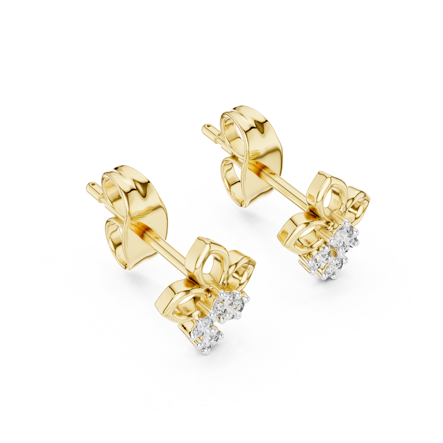 Round Cut Lab Grown Diamond Stud Earrings in Yellow Gold