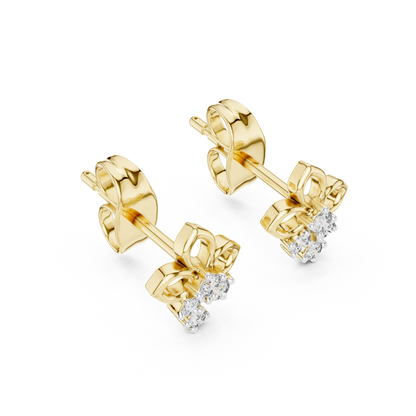 Round Cut Lab Grown Diamond Stud Earrings in Yellow Gold
