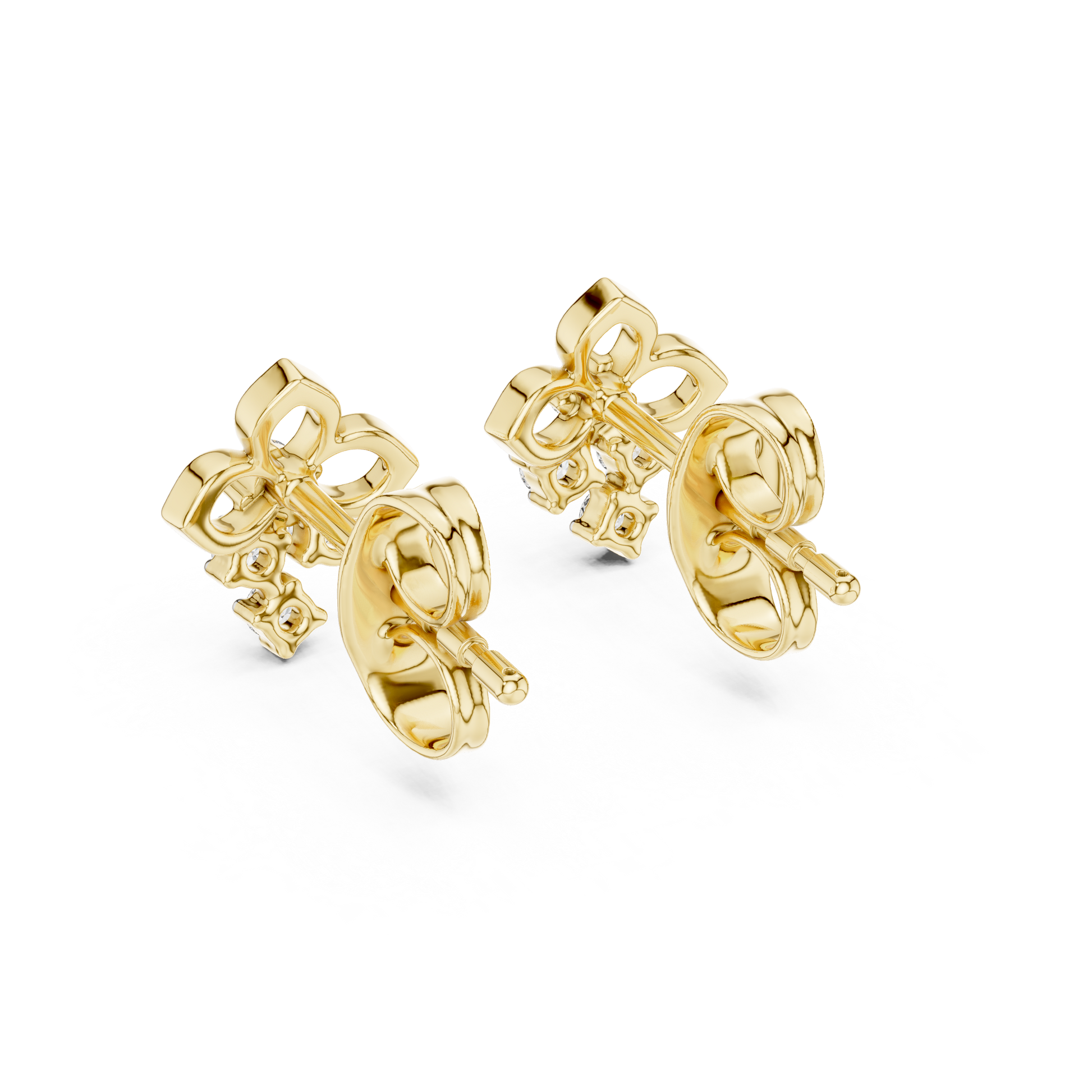 Round Cut Lab Grown Diamond Stud Earrings in Yellow Gold