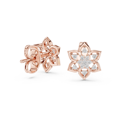 Round Cut Lab Grown Diamond Stud Earrings in Rose Gold