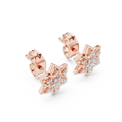 Round Cut Lab Grown Diamond Stud Earrings in Rose Gold
