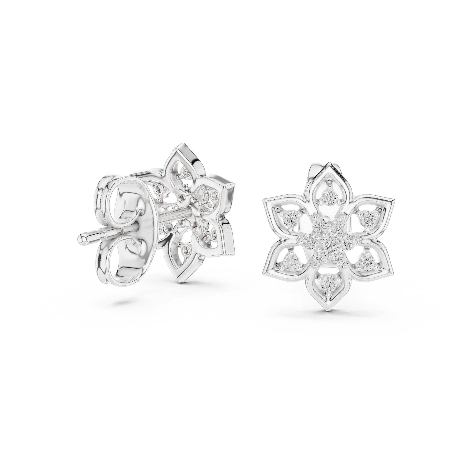 Round Cut Lab Grown Diamond Stud Earrings in Platinum